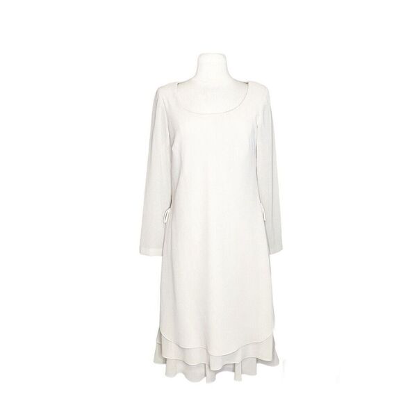 Cattiva Dresses & Skirts - NEW Vintage Y2K Cattiva Size 6 Dress Beige Tan Shift Layered Long Sleeve Dressy‎